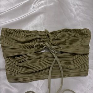 Olive Green Ruched Tube Top